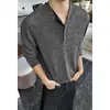 Camiseta de Manga Larga Henley Blanca cleanfiS para Hombre Otoño Estilo Hong Kong Ins Atuendo Sencillo Top de Peso Pesado Talla Grande