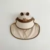 Sombrero de Protección Solar para Niños Qiunan Verano Nuevo Dibujos Animados Protección del Cuello Ala Ancha Sombrero Chal de Playa Sombrero de Bebé Sombrero para el Sol