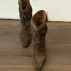 2026 Botines Nuevos Estilo Coreano Hebilla Retro Tacón Alto Punta Cuadrada Sin Cordones Botas de Tacón Apilado Botas de Media Caña con Tacón Fino para el Viaje Diario de Mujer