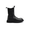 Grape Mom studiolee Zapatos de Cuero de Caballo Encogido Suela Gruesa de Lavado Caña Media Chelsea Cigarrillo Botines Tobilleros Mujer Otoño