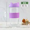 Copo Transparente Duplo para Bebida Macaron Doméstico Copo com Canudo de Vidro Copo Souvenir de Alto Valor Copo de Vidro de Grande Capacidade