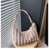 Nova Moda Outono e Inverno 2025 Bolsa de Mão Simples Feminina Bolsa de Pelúcia Feminina Estilo Coreano Elegante Bolsa Transversal de Pelo Feminina