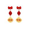 Plata 925 Nuevo Estilo Chino Moda Nacional Abanico Hueco Carácter Fulu Pendientes Año Nuevo Lazo Nudo Chino Pendientes de Moda para Mujer
