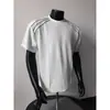 Camiseta para Hombre Estilo Americano de Manga Corta Negra Acolchada en los Hombros con Tres Rayas de Alta Gama Resistente de Calle Cuello Pequeño Hombro Normal