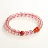 Pulsera de Cuarzo Fresa Natural Estilo Nicho Dulce Delicado Temperamento Versátil Estilo Chino Nuevo Estilo Chino Calabaza de Cinabrio Pulsera de Cristal