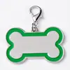 Metal blanco listado joya para mascotas colgante logo impreso tarjeta de identidad grabada color marco de hueso marca de perro