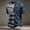 Site Independente Nfl Camiseta Masculina de Manga Curta Nova Série Estampa Digital 3D Gola Redonda Time de Futebol Fábrica de Origem