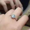 Anel de Amethysta Brasileira Azul Céu Topázio Prata 925 Incrustado Luxo Leve Banquete Casamento Venda Direta de Fábrica