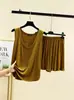Traje Casual de Modal para Mujer, Estilo Delgado de Verano, Color Sólido, Corte Holgado, Adelgazante, Conjunto de Dos Piezas Casual Talla Grande