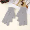 Guantes de punto de imitación de piel de visón de dos dedos con forro polar, hilo grueso, compatibles con pantalla táctil, para hombres, mujeres, estudiantes, ciclismo, guantes cálidos de invierno