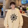 Suéter masculino de manga comprida e gola redonda, primavera e outono, oversized, estilo Hong Kong, marca de moda americana, moda de inverno, jaqueta de lã