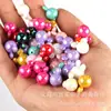 Cuentas sueltas pentagonales de color AB con forma de corazón, material para cadena de teléfono móvil, color sólido, llavero, accesorios de joyería de dibujos animados con cuentas