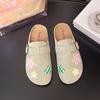 2025 Novo Estilo Coreano Design de Nicho Sapatos Femininos Retro Versátil Moda Casual Ins Birkenstock Meio Chinelo