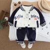Terno Infantil da Moda 2025 Primavera & Outono Jaquetas para Meninos Uniformes de Beisebol para Meninas Roupas Infantis Novas Conjunto Infantil de Três Peças