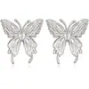 Pendientes de mariposa de color hueco de cristal dulce para mujer, diseño de nicho fresco y de alta gama, elegantes pendientes personalizados.