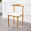 Silla de Comedor Nórdica Moderna Minimalista Silla de Comedor para Sala de Estar Taburete de Ocio para Escritorio con Respaldo Imitación Madera Maciza Arte de Hierro Silla Cuerno