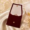 Bolso de solapa de terciopelo burdeos, bolsa de embalaje para almacenamiento de joyas con botón de presión de terciopelo, bolsa de regalo para joyas, personalizable con logo