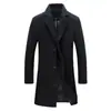 En stock transfronterizo otoño 2026 comercio exterior gabardina de longitud media color liso de un solo botón en tejido de lana, chaqueta casual talla grande