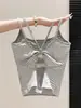 Camisola de verano para mujer con lazo en la espalda y corte, con copas en el pecho, elegante y ajustada, adecuada para usar como prenda exterior