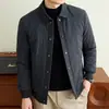 Chaqueta Abrigo de Algodón y Seda de Morera para Hombre de Invierno de Edad Media Casual de Negocios Acolchado de Diamantes Versátil Solapa Chaqueta de Algodón Chaqueta de Algodón Acolchada de Gama Alta para Hombre