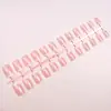 24 Piezas de Uñas Portátiles en Color Naranja Nude Perlado Estilo Ojo de Gato, Estilo Europeo, Uñas Cortas, Manicura Francesa Simple