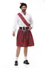 Disfraz de fiesta de cosplay de Halloween kilt tartán escocés de las Highlands para hombre bolsa de gaitero guerrero disfraz de pirata para mujer