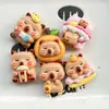 Urso de banho fofo de desenho animado urso infantil feito à mão diy acessórios de cola de creme resina adesivo de geladeira pacote de material para grampo de cabelo
