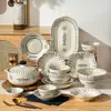Conjunto de Louças Cerâmicas para Restaurante Japonês Tigelas de Arroz de 6 polegadas Conjunto de 8 Peças de Tigelas e Pratos Japoneses Conjunto Completo de Pratos e Tigelas para Cozinha