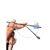 Óculos sem aro estilo olho de gato miopia feminina grau podem ser equipados com armação de fio de ouro ultraleve de titânio puro sem aro senso avançado óculos profissionais