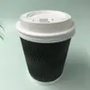 Copos Descartáveis para Bebidas Quentes, Copos de Papel Ondulado para Uso Comercial, Copos de Café Isolados Antiescaldantes com Tampas, Copos de Papel Espessado para Uso Doméstico