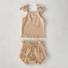 26 Conjunto de Bebé Primavera/Verano Elegante Top Camisola para Bebé Niña + Pantalones Cortos con Cintura Floral Pantalones Grandes Ropa de Casa