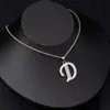 Exportación Transfronteriza Simple y de Moda 26 Letras Inglesas Collar de Acero de Titanio para Hombres y Mujeres Hip-Hop Versátil Cadena de Diamantes para Suéter