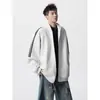 Sudadera con capucha de cremallera estilo americano de tres rayas para hombre 2026, talla grande, extragrande, chaqueta con cremallera para hombres altos