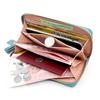 Carteira Simples Feminina Estilo Coreano Longa com Zíper com Combinação de Cores em Couro Carteira da Moda Porta-Moedas Porta-Cartões Bolsa de Mão