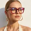 Gafas Retro de Color Contrastante con Montura Cuadrada para Mujer Europeas y Americanas Retro Anti-Luz Azul Lentes Planos Se Pueden Combinar con Monturas de Gafas Planas para Miopía Modernas