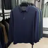 Camiseta de manga larga con cuello para primavera y otoño, color liso, top tipo POLO holgado casual, camisa base casual de negocios para hombres de mediana edad