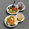 Prato de Polpa Descartável Criativo Tendência Brunch de Rua Bebida de Café Citywalk Lanche Leve Bandeja Portátil