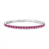 Pulsera de Plata 925 Europea y Americana Transfronteriza Moda Femenina Color Todas las Combinaciones Cadena de Tenis para Niñas Zirconia Incrustada Plata Joyería de Mano 3MM