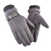 Luvas de Camurça para Esportes ao Ar Livre à Prova de Vento para Ciclismo, Ciclismo e Condução, Luvas Quentes Espessas Forradas com Lã de Tela Sensível ao Toque de Inverno