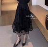 Vestido da Moda Estilo Chanel Feminino Primavera e Outono Novo Cardigan Jaqueta Costura de Renda Saia de Malha Conjunto de Duas Peças