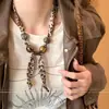Collar Patchwork Ajustable de Moda para Mujer, Diseño de Nicho con un Toque de Lujo, Cadena Larga para Suéter, Accesorio de Bufanda para el Cuello