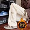 Pantalones colgantes para hombre, otoño e invierno, forrados de vellón, de marca de moda, pantalones de talla grande, sueltos, de pierna recta, de pierna ancha, pantalones deportivos casuales