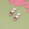 Colgante de Corazón de Cobre Chapado en Oro de 18 Quilates para Cubo de Azúcar, Gradiente de Tres Colores de Circonita, con Anillo, Accesorios para Pulsera, Collar, Pendientes DIY