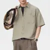 Camisa de Lino de Manga Corta con Cuello de Lino para Hombre Xintang, Estilo Americano Holgada Sencilla Casual
