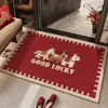 2026 Año Nuevo Año del Caballo Felpudo Rojo para Puerta de Baño Alfombrilla de Baño Absorbente Antideslizante Alfombra para Baño del Hogar
