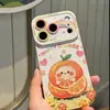 Funda de teléfono naranja adecuada para Apple 18 Pro Max, estilo pintura al óleo, 17 silicona, 16 con cordón, 15 iPhone 14 cubierta