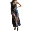 Sitio Web de Comercio Exterior Independiente Transfronterizo Europeo y Americano 2026 Vestido de Malla Bodycon Vestido Casual de Playa para Vacaciones Vestido Largo sin Tirantes para Mujer