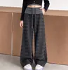Pantalones anchos de rayas para niñas, pantalones casuales de estudiante para primavera y otoño, pantalones largos versátiles y fluidos para niñas, pantalones de pierna recta, estilo coreano