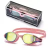 Gafas de natación para adultos transfronterizas, marco pequeño moderno, silicona impermeable, gafas de natación para mujer, de competición profesionales, alta definición, impermeables y antivaho
