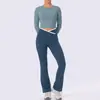 Conjunto de roupas europeu e americano de secagem rápida para mulheres petites, conjunto para esportes ao ar livre, Pilates, yoga, fitness, com manga longa e calça comprida